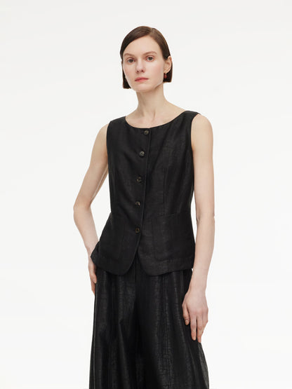 18MM Gambiered Canton Gauze Women H-Line Vest