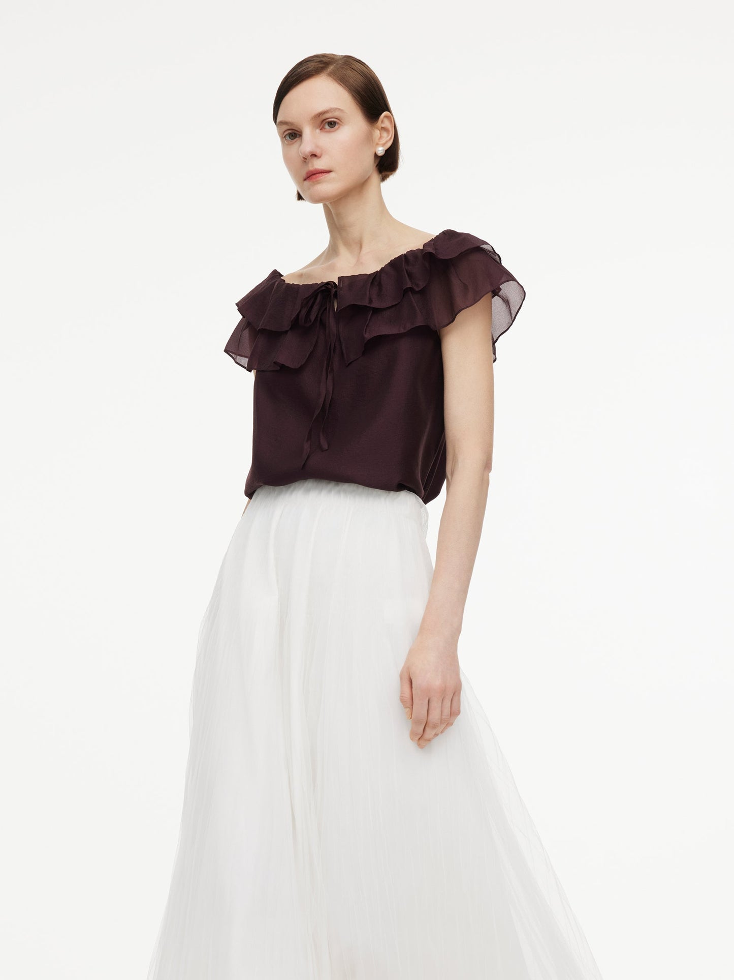 Pre-Order Convertible Ruffle Neck Women Top