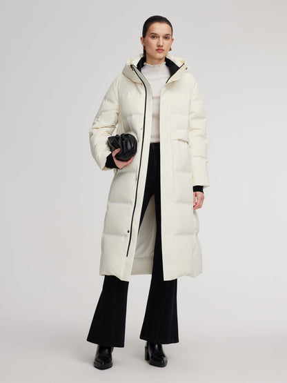 Thermal Tech Back Hooded Unisex Long Goose Down Coat