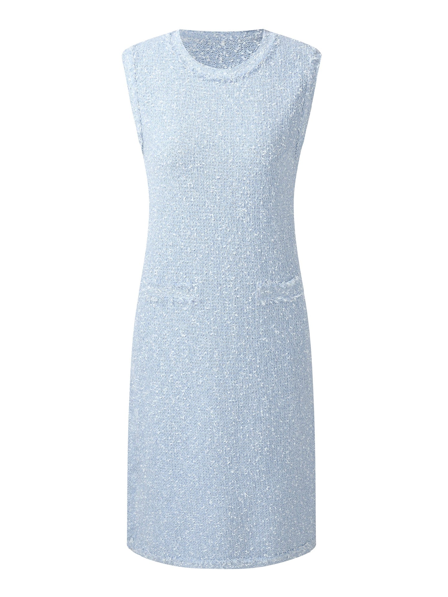 Frayed Edge Sleeveless Women Knit Mini Dress