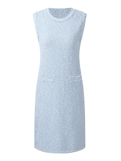 Frayed Edge Sleeveless Women Knit Mini Dress