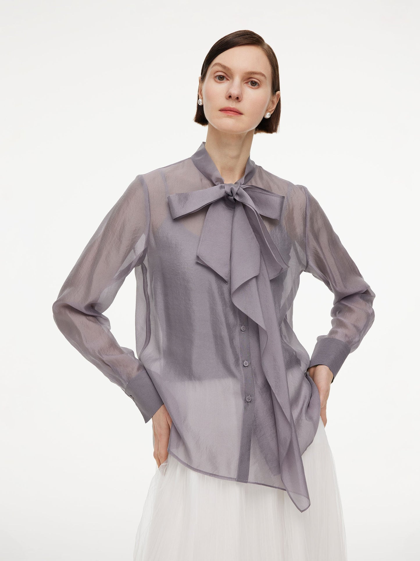 [Preview] Front Knot Women Shirt With Knit Camisole