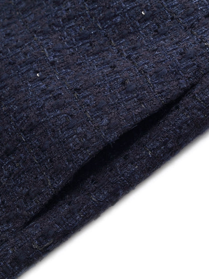 Wool Blend Tweed Sequins Faux-Layered Women Mini Dress