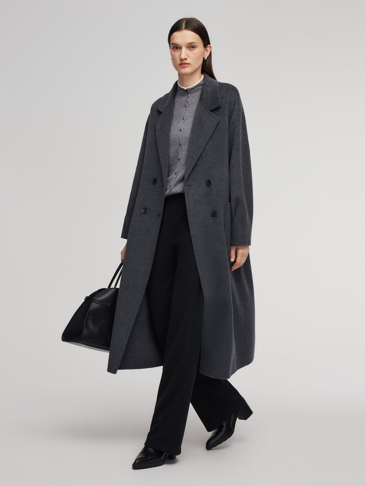 100% Wool Double-Faced Women Wrap Overcoat