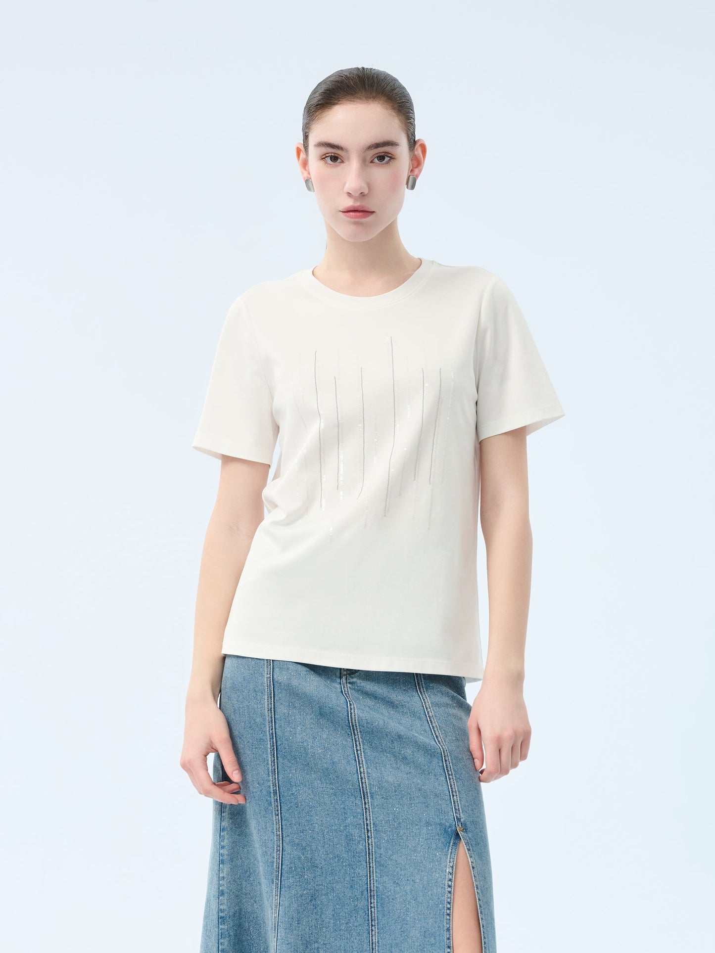 100% Cotton Round Neck Women T-Shirt