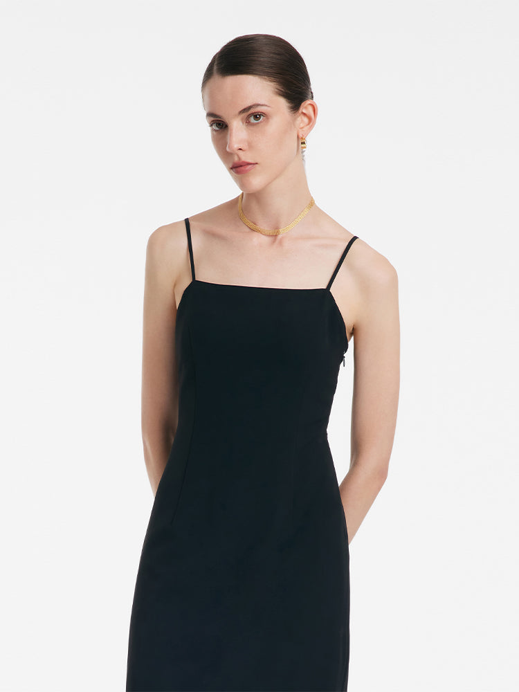 Back Twisted Spaghetti Strap Dress With Detachable Bra Pads