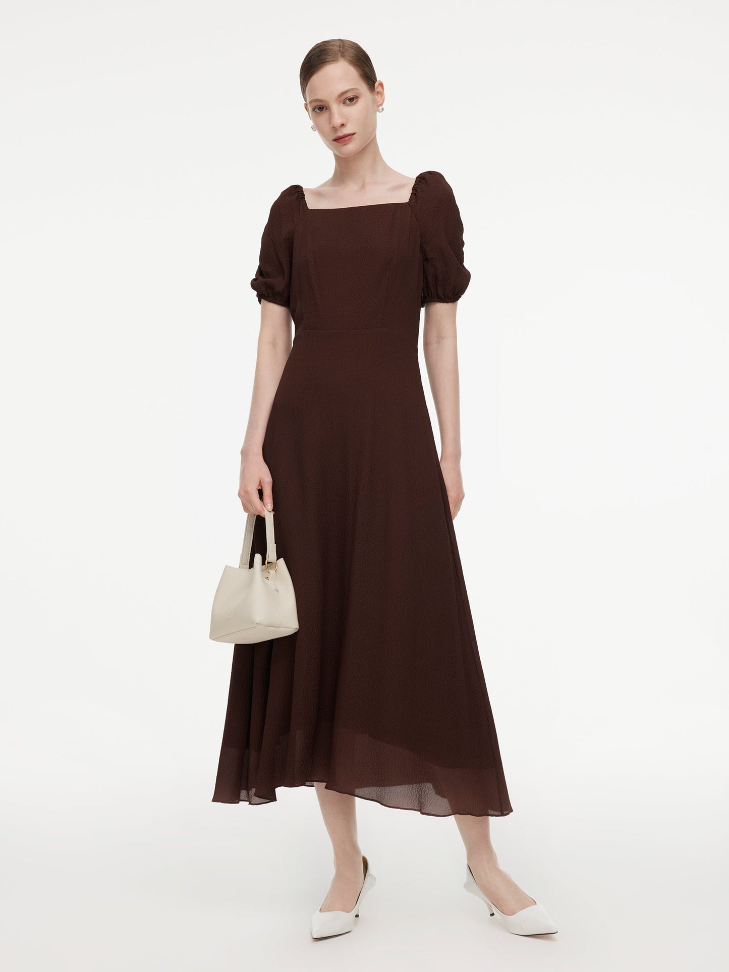[Preview] 10.5 MM Mulberry Silk Square Neck Women Maxi Dress