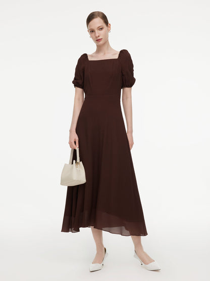 [Preview] 10.5 MM Mulberry Silk Square Neck Women Maxi Dress
