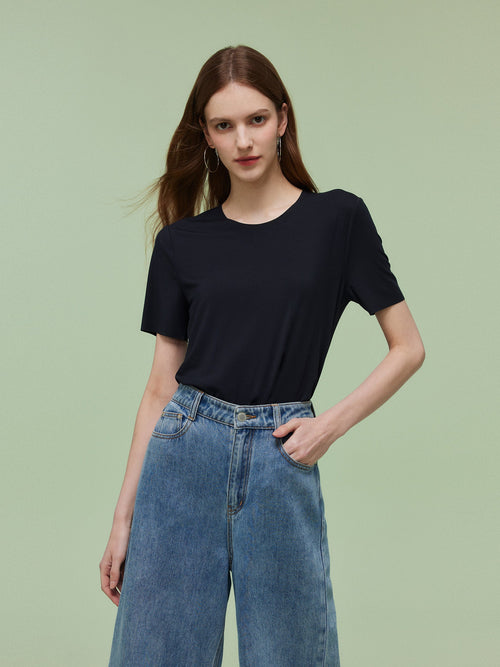 Two-pack (Black & White) Modal Round Neck Unisex T-Shirt