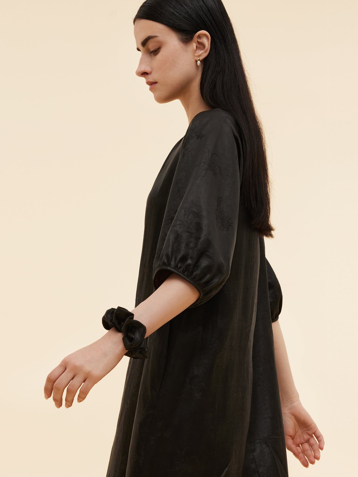 19MM Xiang Yun Silk Jacquard Women Self-Tie Belt Maxi Dress