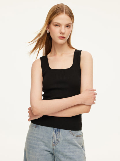 Square Neck Women Knit Tank Top