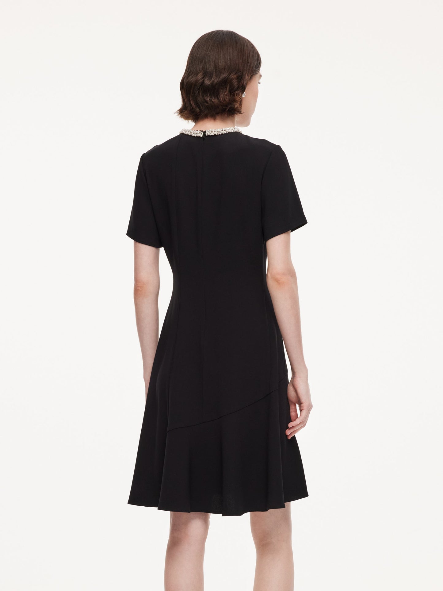 Triacetate Blend Beaded Neck Women Mini Dress