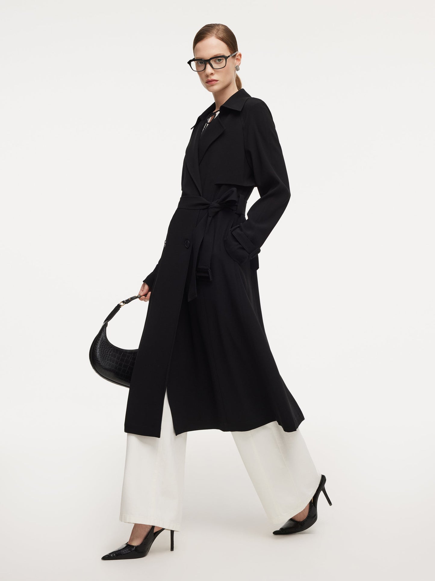 Triacetate Blend Women Wrap Trench Coat