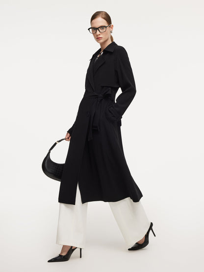 Triacetate Blend Women Wrap Trench Coat
