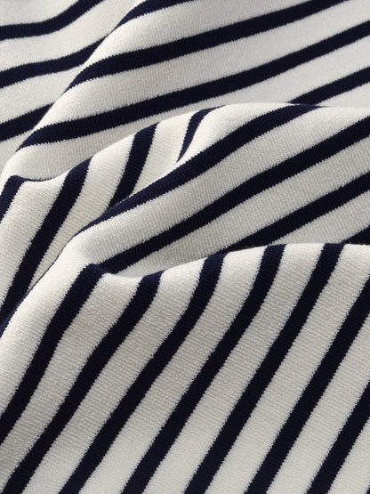 Lyocell Blend Stripe Gathered Waist Women Knit Mini Dress