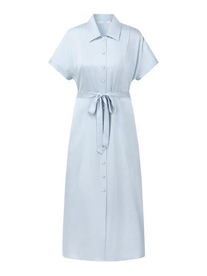 22MM Mulberry Silk Women Maxi Shirt Dress
