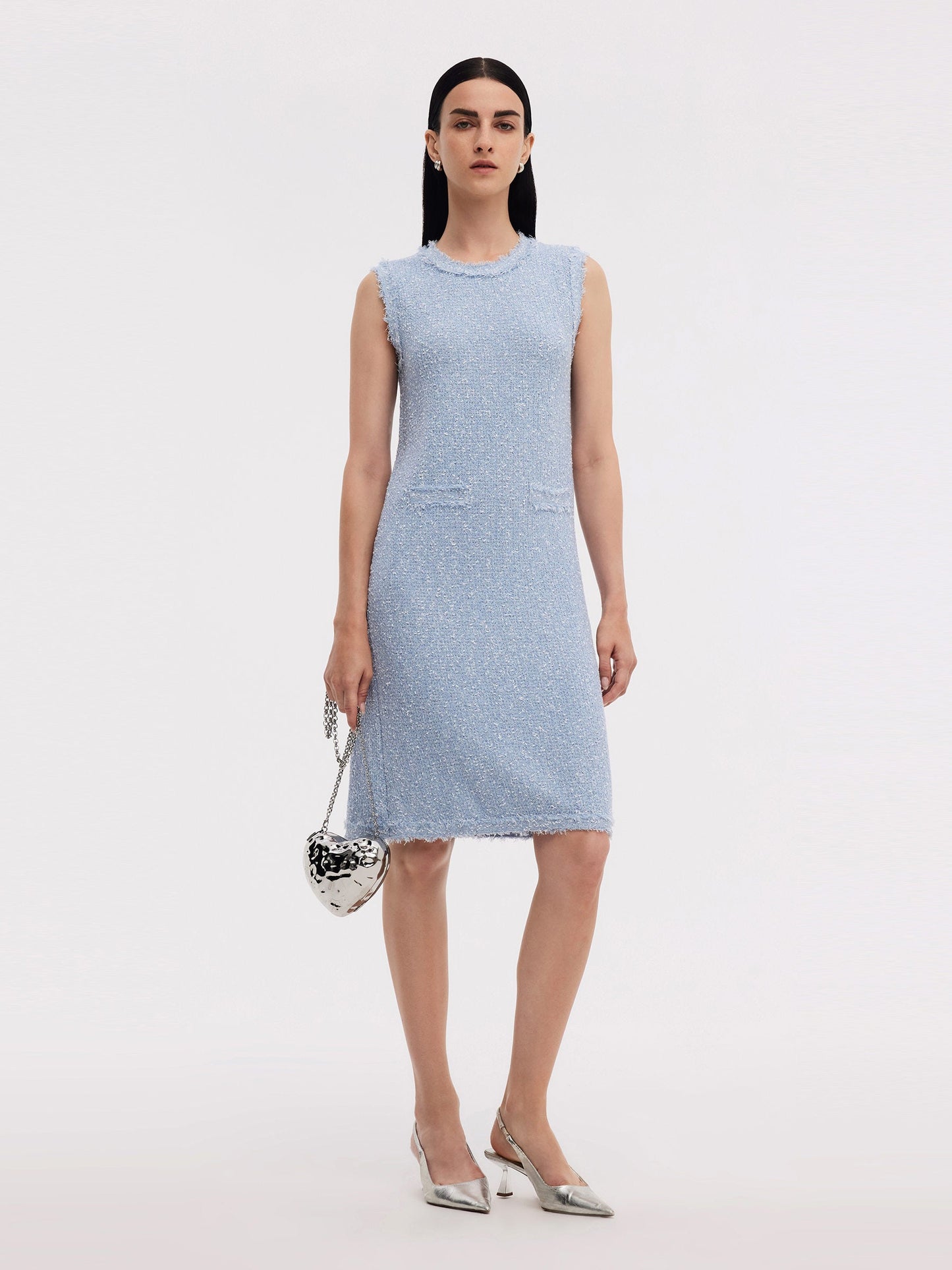 Frayed Edge Sleeveless Women Knit Mini Dress
