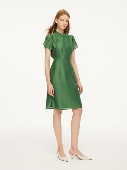 Tencel Blend Women Qipao Mini Dress