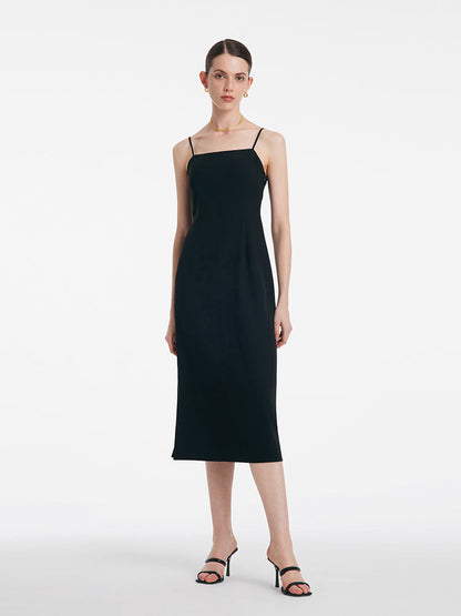 Back Twisted Spaghetti Strap Dress With Detachable Bra Pads