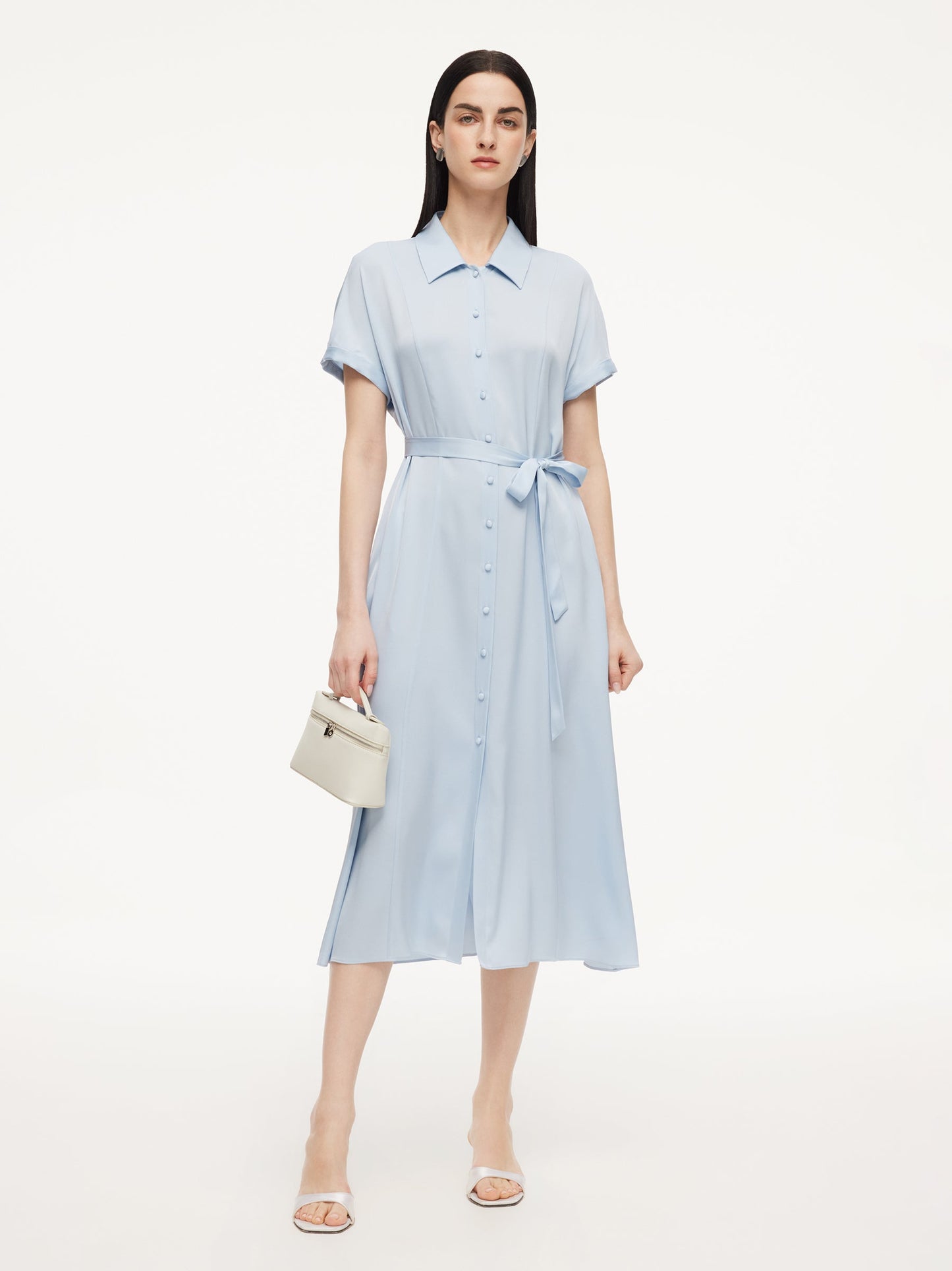 22MM Mulberry Silk Women Maxi Shirt Dress