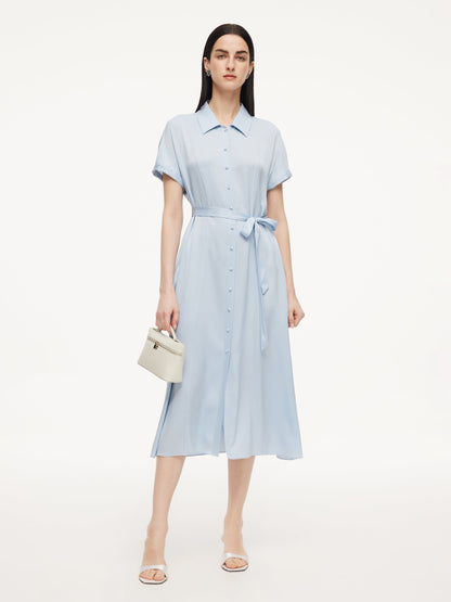 22MM Mulberry Silk Women Maxi Shirt Dress