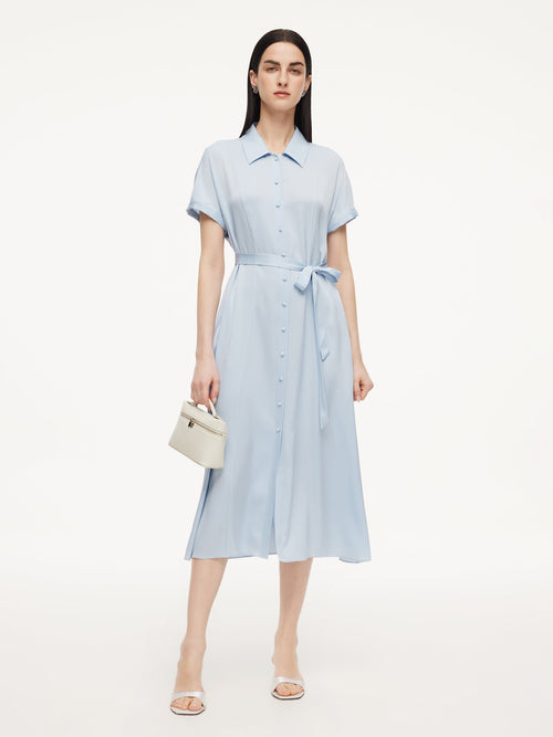 22MM Mulberry Silk Women Maxi Shirt Dress