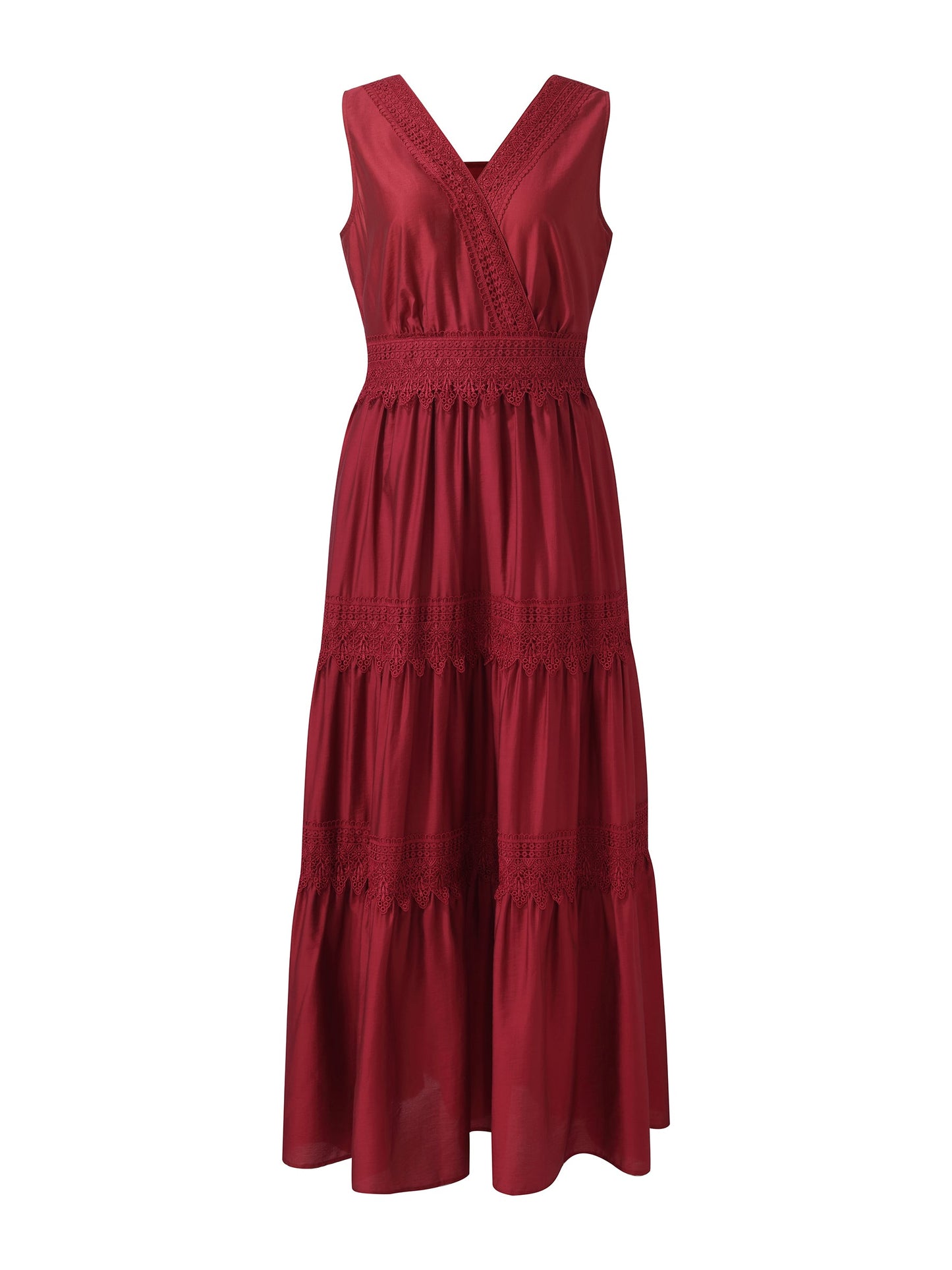 Tencel Lace Trim Women Maxi Vest Dress