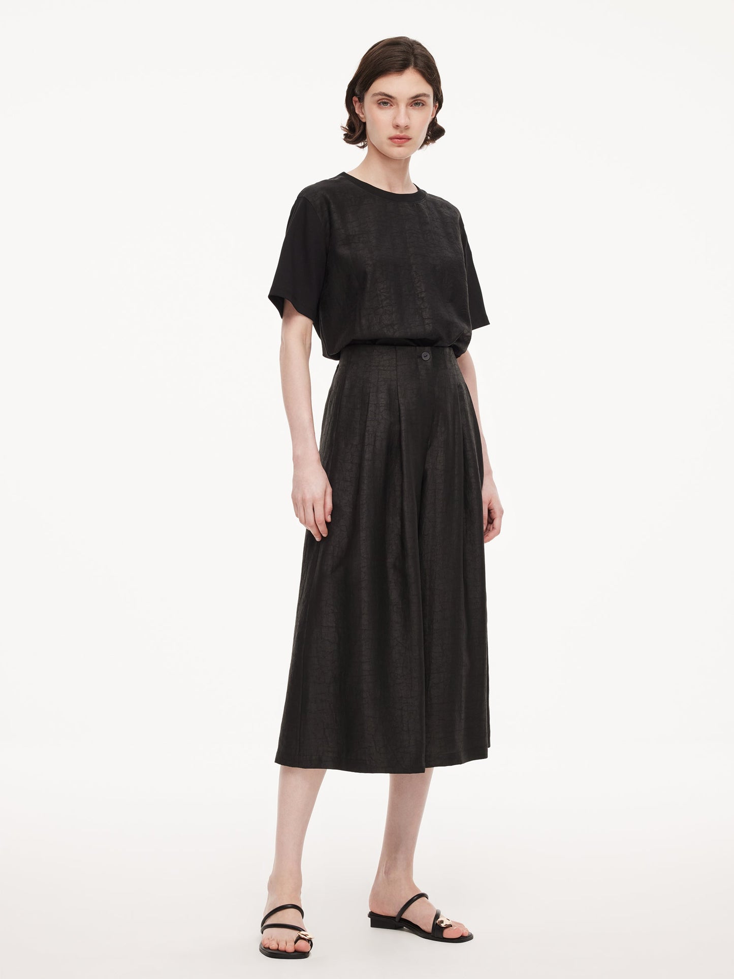 18MM Gambiered Canton Gauze Women High-Waisted Culottes
