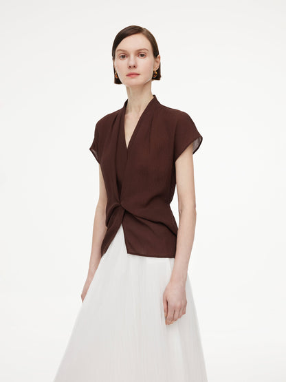 10.5MM Mulberry Silk V-Neck Twist Front Women Blouse