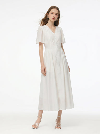 Tencel Blend V-Neck Women Maxi Dress