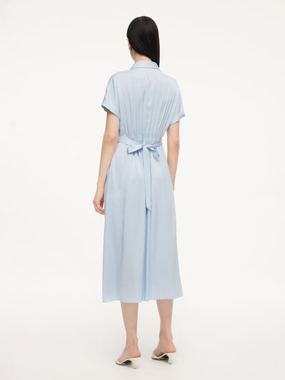 22MM Mulberry Silk Women Maxi Shirt Dress