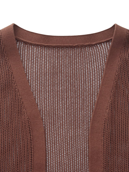 Tencel Mulberry Silk Blend Women Openwork Cardigan