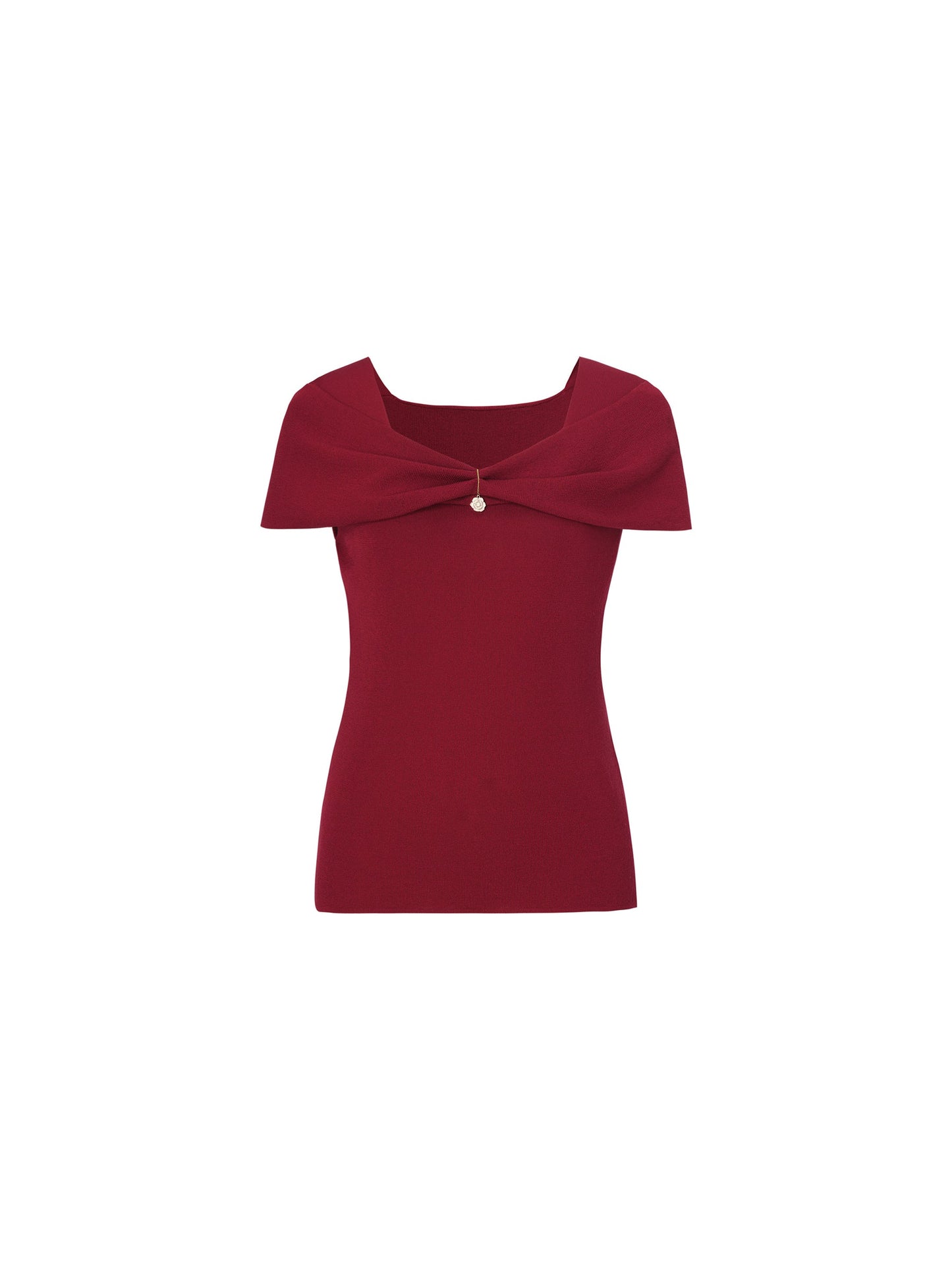 Lyocell Blend Off Shoulder Women Knit Top With Detachable Magnetic Flower