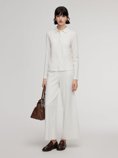 Tencel Wool Blend Straight Wide Leg Women Pants