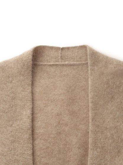 Light Camel Brushed Cashmere Short Women Cardigan