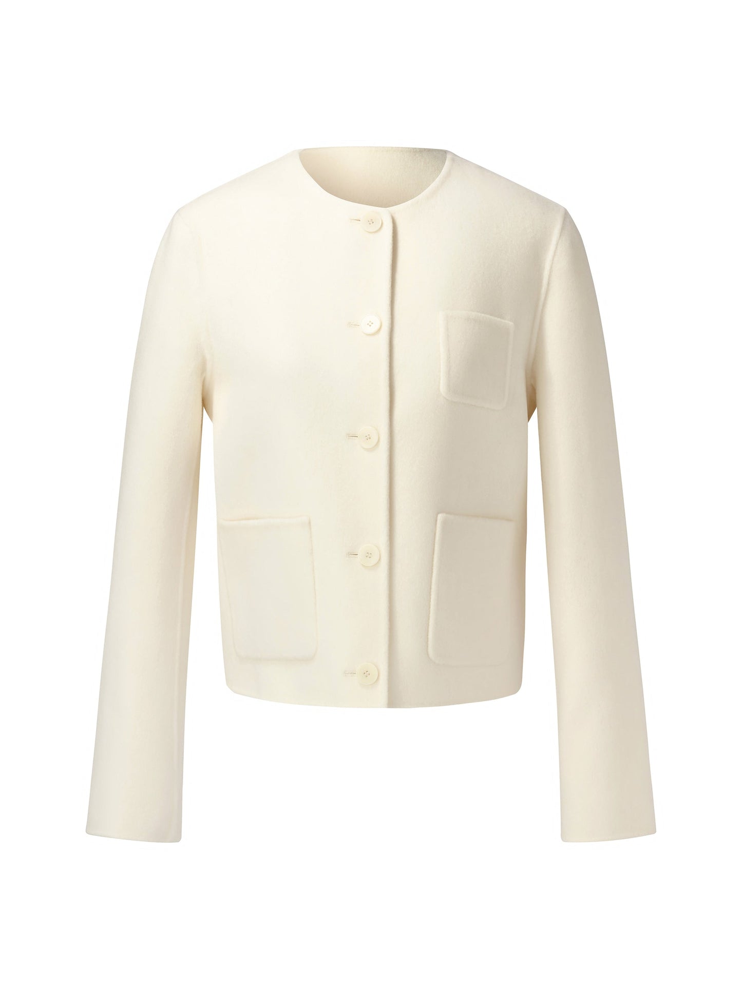 Cashmere Wool Blend Double-Faced Women Crop Jacket