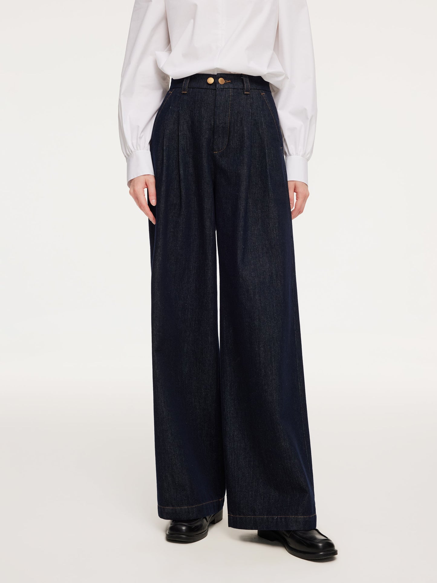 Denim Adjustable Waist Women Wide Leg Jeans