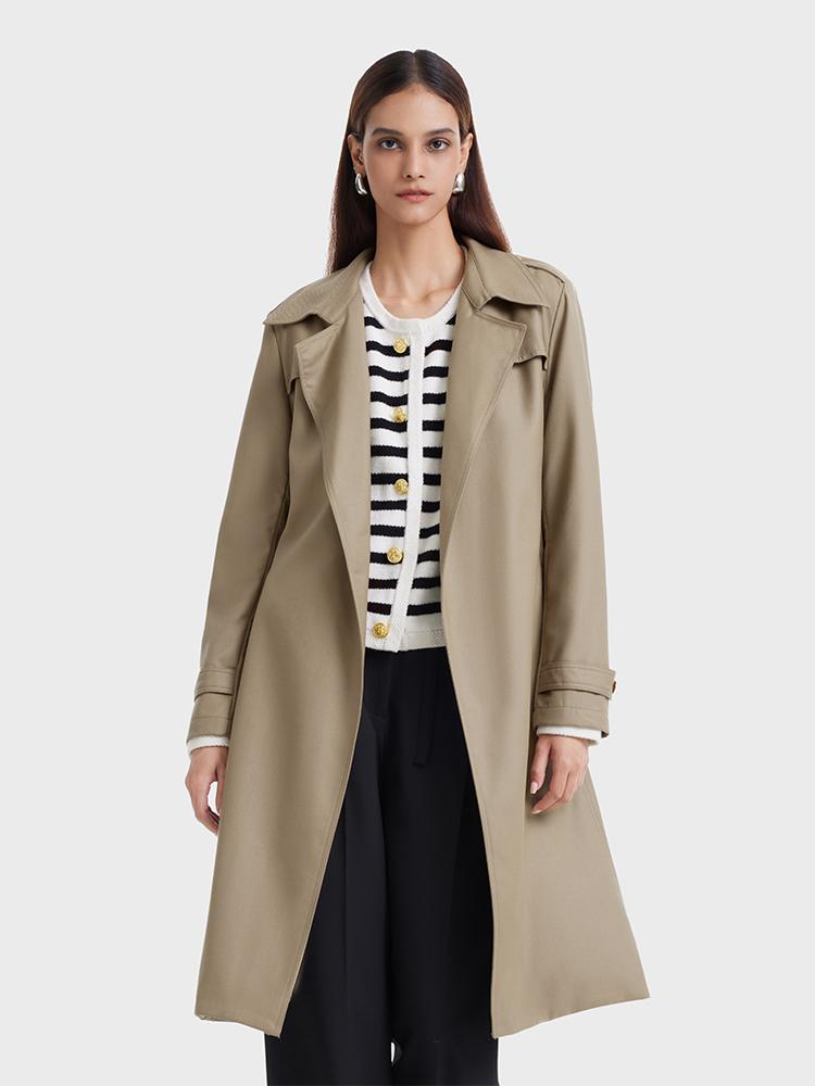 Worsted Woolen Women Trench Coat With Belt