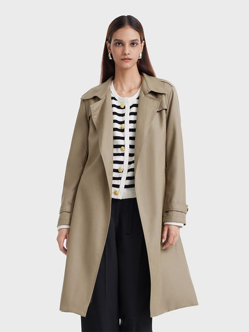 Worsted Woolen Women Trench Coat With Belt