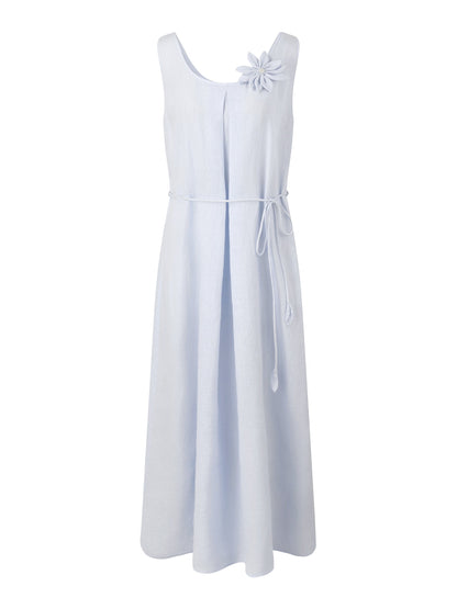 100% Linen Women Sleeveless Maxi Dress