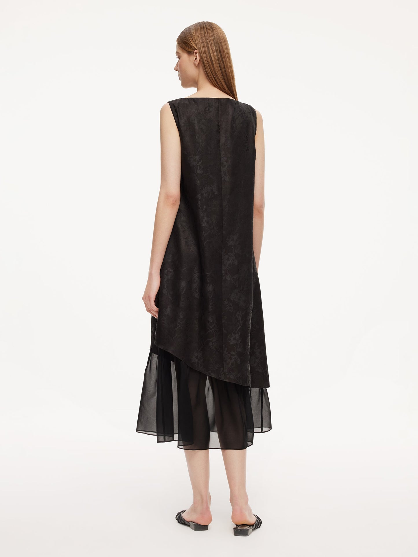 19MM Gambiered Canton Gauze Kapok Jacquard Women Sleeveless Maxi Dress