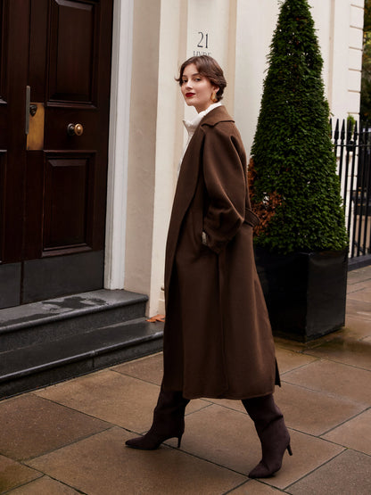 Cashmere Wool Double-Faced Women Wrap Overcoat
