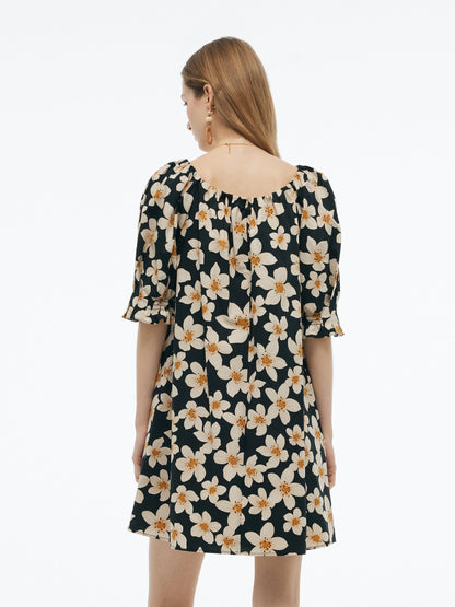 Cotton Floral Print Convertible Neckline Women Tunic Top