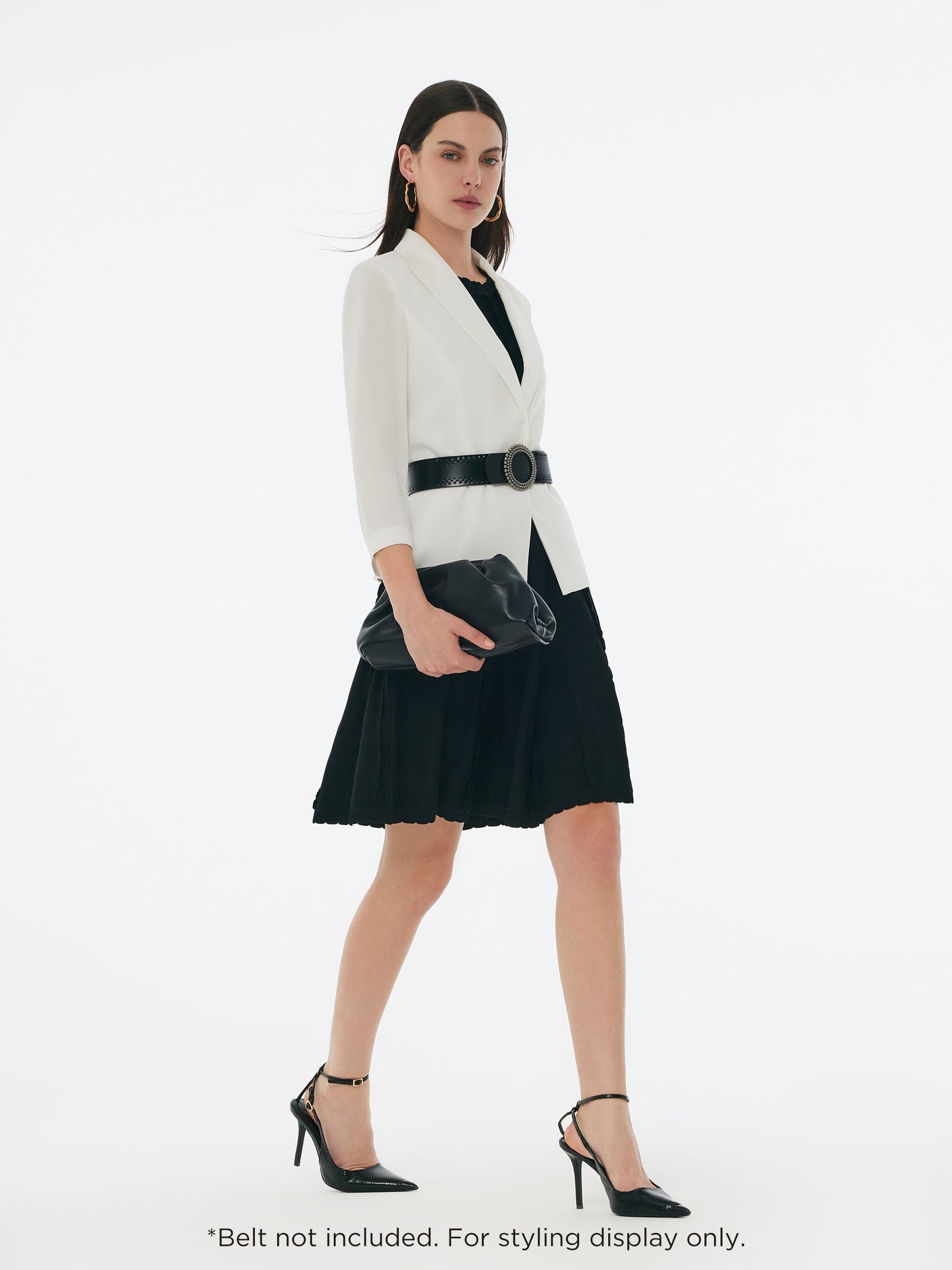 Triacetate Blend Gathered Waist Women Blazer