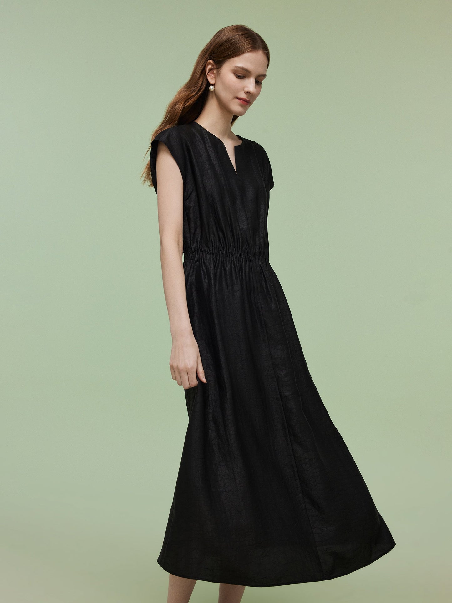 18MM Xiang Yun Silk Women Elastic Waist Maxi Dress