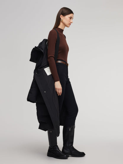 Thermal Tech Back Hooded Unisex Long Goose Down Coat