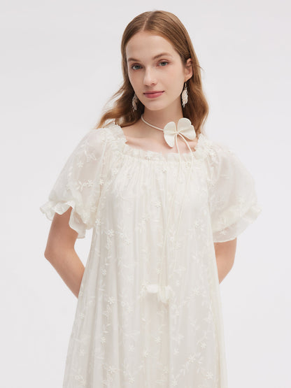 Tencel Blend Embroidered Women Maxi Dress