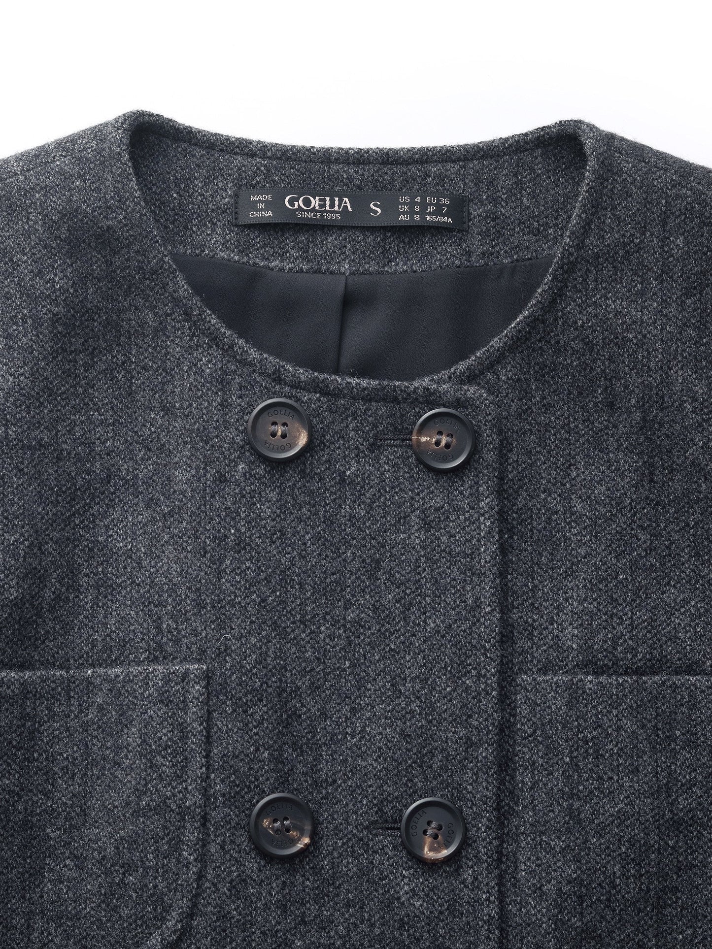 100% Washable Wool Double Breasted Women Crop Jacket