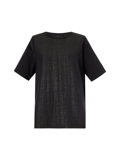 18MM Gambiered Canton Gauze Unisex Patchwork T-Shirt