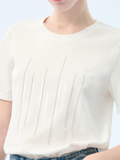 100% Cotton Round Neck Women T-Shirt